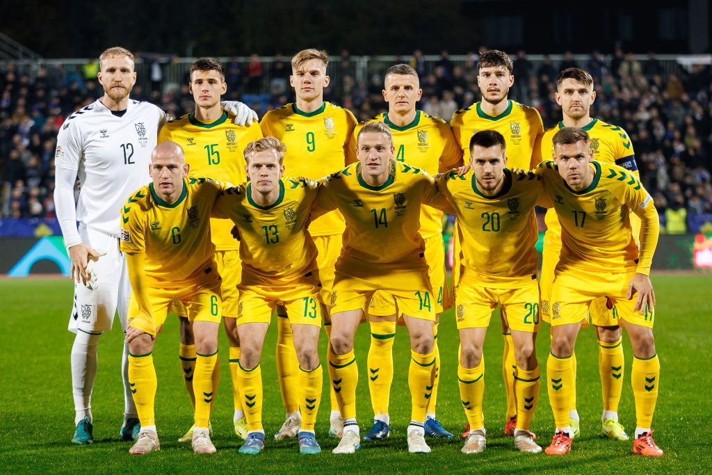 Lithuanian National Team before the game against Kosovo. Photo by Elvis Žaldaris